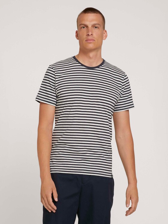 Gestreept t-shirt van biologisch katoen - Mannen - navy melange stripe Gestreept t-shirt van biologisch katoen - Mannen - navy melange stripe - 1 - TOM TAILOR