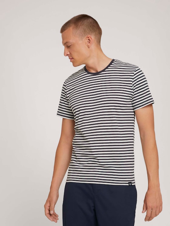 Gestreept t-shirt van biologisch katoen - Mannen - navy melange stripe Gestreept t-shirt van biologisch katoen - Mannen - navy melange stripe - 5 - TOM TAILOR