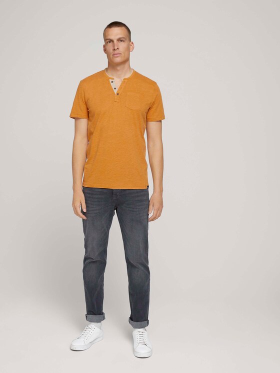 henley T-shirt met borstzak - Mannen - yellow white base melange henley T-shirt met borstzak - Mannen - yellow white base melange - 3 - TOM TAILOR