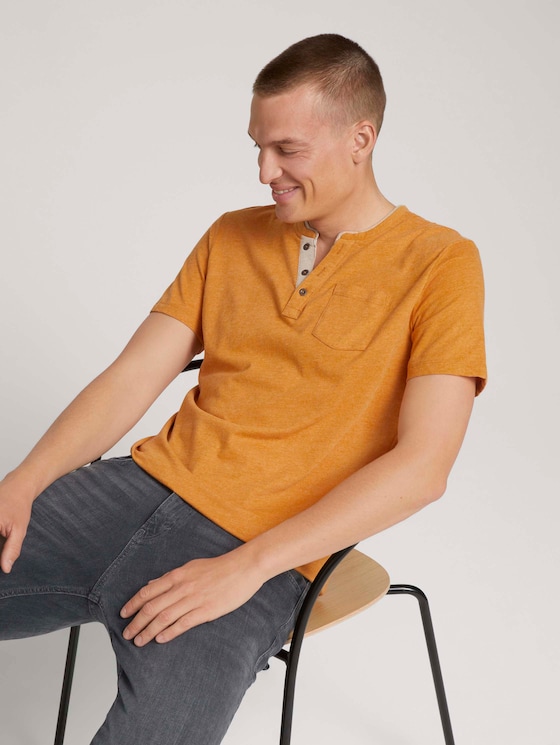 henley T-shirt met borstzak - Mannen - yellow white base melange henley T-shirt met borstzak - Mannen - yellow white base melange - 5 - TOM TAILOR