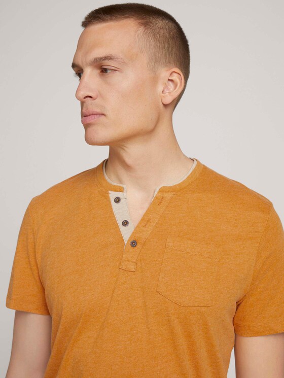 henley T-shirt met borstzak - Mannen - yellow white base melange henley T-shirt met borstzak - Mannen - yellow white base melange - 9 - TOM TAILOR
