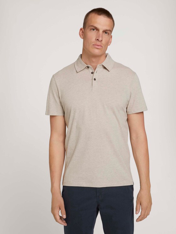 Poloshirt in Melange Optik - Männer - cosy soft beige melange Poloshirt in Melange Optik - Männer - cosy soft beige melange - 1 - TOM TAILOR