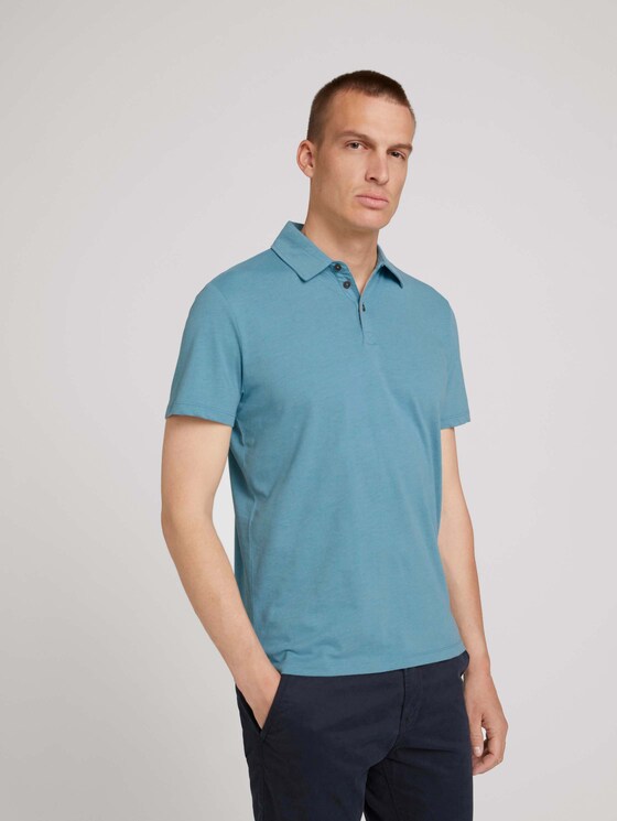 Polo shirt in a melange look - Men - smokey aqua white melange Polo shirt in a melange look - Men - smokey aqua white melange - 5 - TOM TAILOR