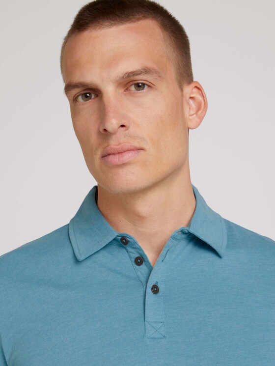 Polo shirt in a melange look - Men - smokey aqua white melange Polo shirt in a melange look - Men - smokey aqua white melange - 9 - TOM TAILOR