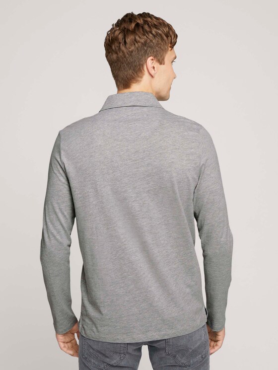 Pololangarmshirt mit Bio-Baumwolle - Männer - Middle Grey Melange Pololangarmshirt mit Bio-Baumwolle - Männer - Middle Grey Melange - 2 - TOM TAILOR