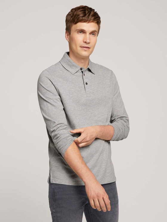 Pololangarmshirt mit Bio-Baumwolle - Männer - Middle Grey Melange Pololangarmshirt mit Bio-Baumwolle - Männer - Middle Grey Melange - 5 - TOM TAILOR