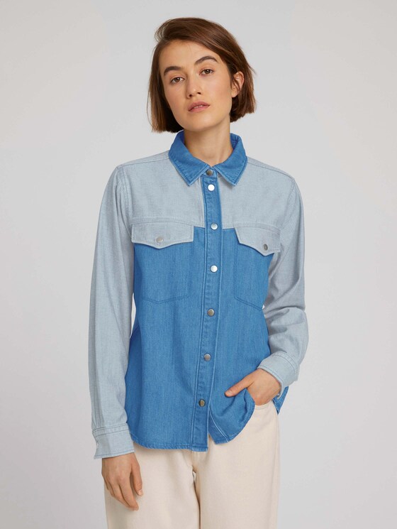 Jeansbluse aus Bio-Baumwolle - Frauen - bright blue denim Jeansbluse aus Bio-Baumwolle - Frauen - bright blue denim - 1 - TOM TAILOR Denim