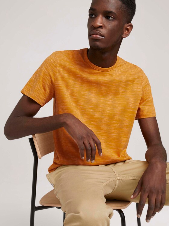 fijn gestreept T-shirt - Mannen - flame brown injected stripe fijn gestreept T-shirt - Mannen - flame brown injected stripe - 5 - TOM TAILOR