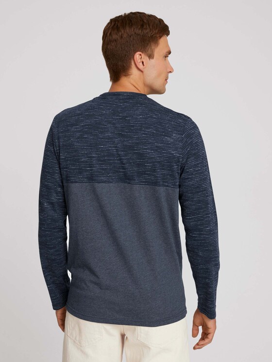 Long-sleeved shirt with fine stripes - Men - sky captain blue white melange Long-sleeved shirt with fine stripes - Men - sky captain blue white melange - 2 - TOM TAILOR