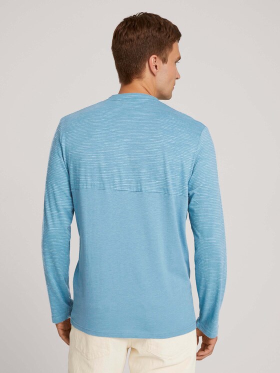 Shirt met lange mouwen en fijne strepen - Mannen - smokey aqua white melange Shirt met lange mouwen en fijne strepen - Mannen - smokey aqua white melange - 2 - TOM TAILOR