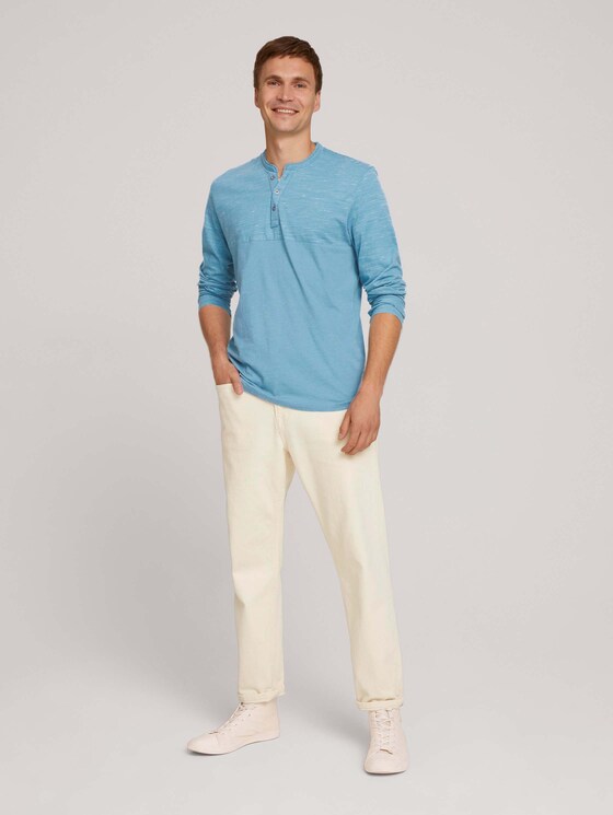 Shirt met lange mouwen en fijne strepen - Mannen - smokey aqua white melange Shirt met lange mouwen en fijne strepen - Mannen - smokey aqua white melange - 3 - TOM TAILOR