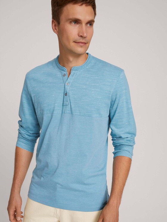 Shirt met lange mouwen en fijne strepen - Mannen - smokey aqua white melange Shirt met lange mouwen en fijne strepen - Mannen - smokey aqua white melange - 5 - TOM TAILOR