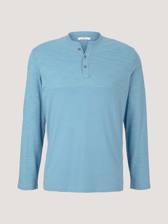 Shirt met lange mouwen en fijne strepen - Mannen - smokey aqua white melange Shirt met lange mouwen en fijne strepen - Mannen - smokey aqua white melange - 7 - TOM TAILOR