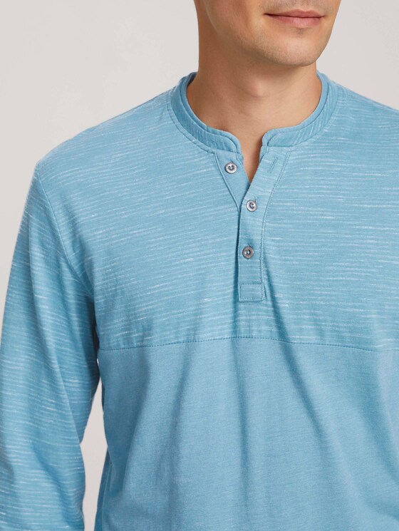 Shirt met lange mouwen en fijne strepen - Mannen - smokey aqua white melange Shirt met lange mouwen en fijne strepen - Mannen - smokey aqua white melange - 9 - TOM TAILOR