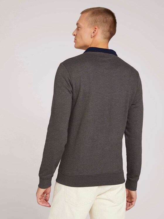 Sweatshirt with a troyer collar - Men - Cyber Grey Melange Sweatshirt with a troyer collar - Men - Cyber Grey Melange - 2 - TOM TAILOR