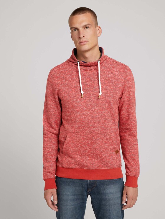 Sweatshirt mit Wickelkragen - Männer - chili red multi grindle Sweatshirt mit Wickelkragen - Männer - chili red multi grindle - 1 - TOM TAILOR