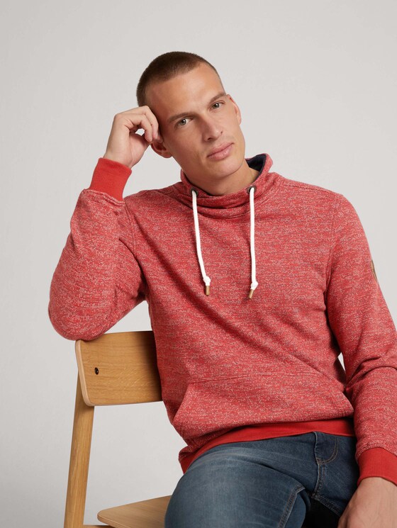 Sweatshirt mit Wickelkragen - Männer - chili red multi grindle Sweatshirt mit Wickelkragen - Männer - chili red multi grindle - 5 - TOM TAILOR