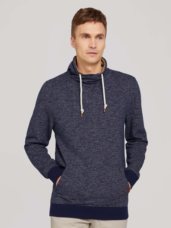sweater met wikkelkraag - Mannen - sky navy multi grindle sweater met wikkelkraag - Mannen - sky navy multi grindle - 1 - TOM TAILOR
