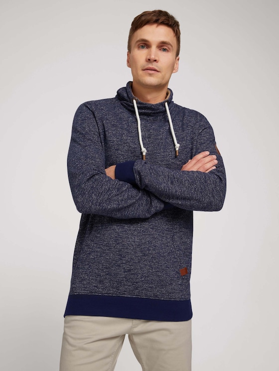 sweater met wikkelkraag - Mannen - sky navy multi grindle - 5 - TOM TAILOR