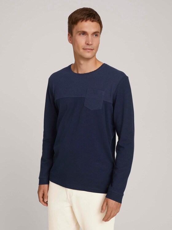 strukturiertes Langarmshirt - Männer - Sky Captain Blue strukturiertes Langarmshirt - Männer - Sky Captain Blue - 1 - TOM TAILOR