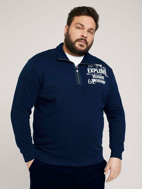 Sweatshirt mit Troyer-Kragen - Männer - Dark Blue Sweatshirt mit Troyer-Kragen - Männer - Dark Blue - 1 - Men Plus