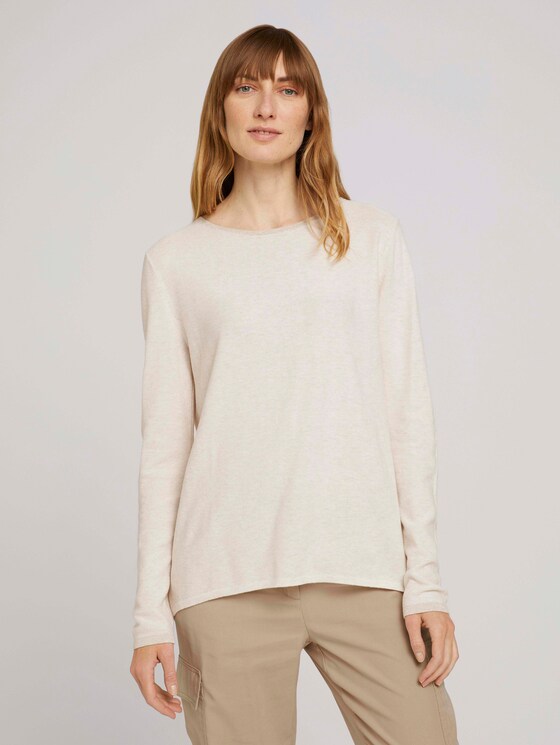 Gebreide trui met glitterdetails - Vrouwen - smooth light sand melange Gebreide trui met glitterdetails - Vrouwen - smooth light sand melange - 1 - TOM TAILOR
