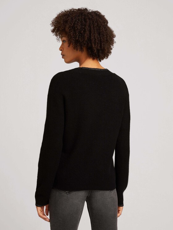 Lockerer Pullover mit V-Ausschnitt - Frauen - deep black Lockerer Pullover mit V-Ausschnitt - Frauen - deep black - 2 - TOM TAILOR