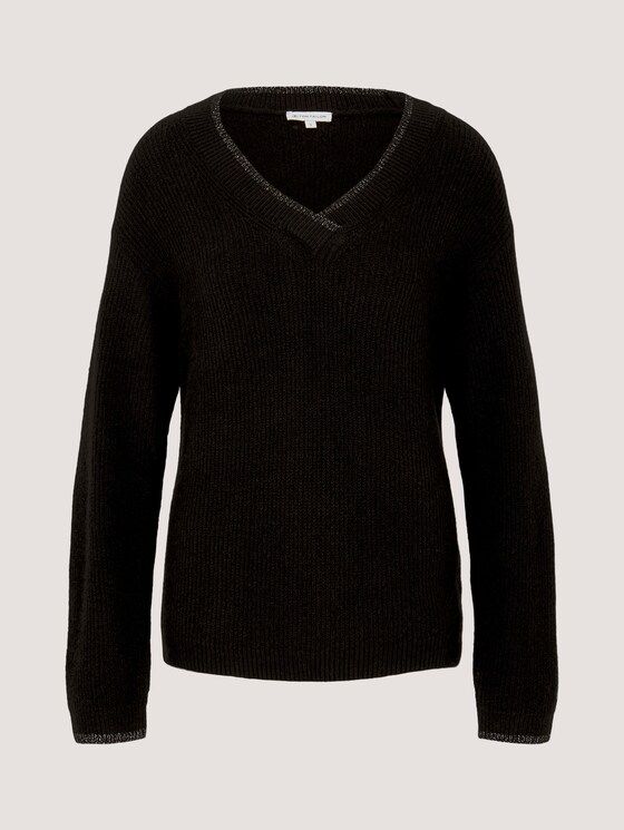 Lockerer Pullover mit V-Ausschnitt - Frauen - deep black Lockerer Pullover mit V-Ausschnitt - Frauen - deep black - 7 - TOM TAILOR