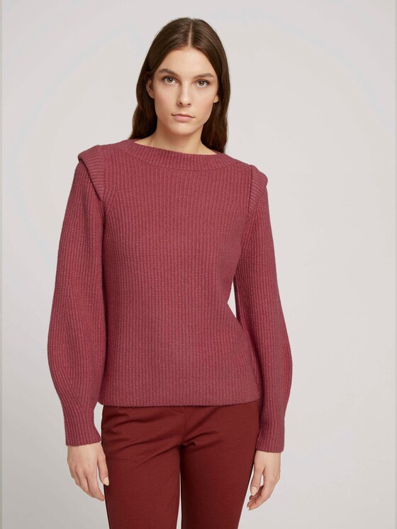 Sweater with shoulder pads - Women - cozy pink Sweater with shoulder pads - Women - cozy pink - 1 - TOM TAILOR