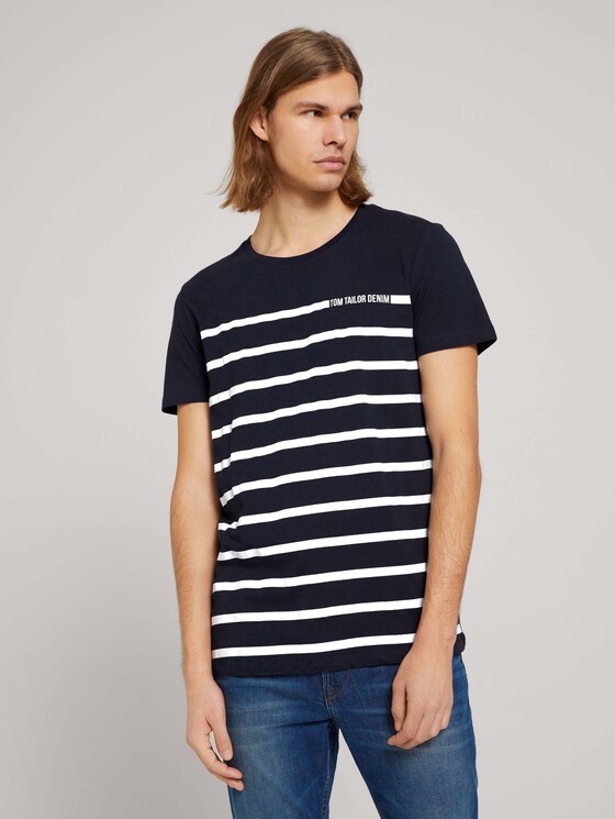 gestreiftes T-Shirt - Männer - Sky Captain Blue gestreiftes T-Shirt - Männer - Sky Captain Blue - 1 - TOM TAILOR Denim