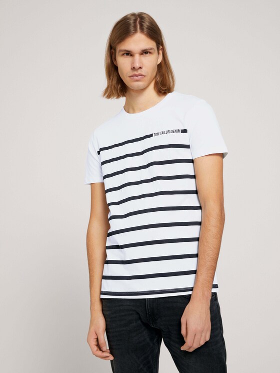 gestreiftes T-Shirt - Männer - White gestreiftes T-Shirt - Männer - White - 1 - TOM TAILOR Denim
