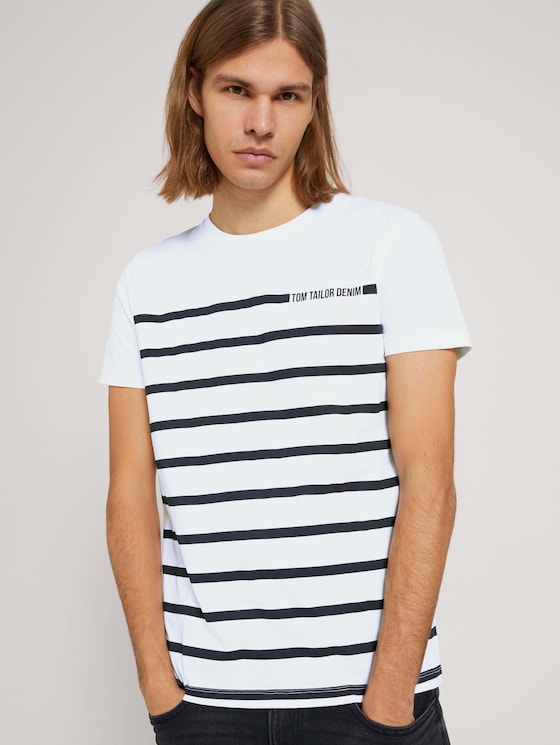 gestreiftes T-Shirt - Männer - White gestreiftes T-Shirt - Männer - White - 5 - TOM TAILOR Denim