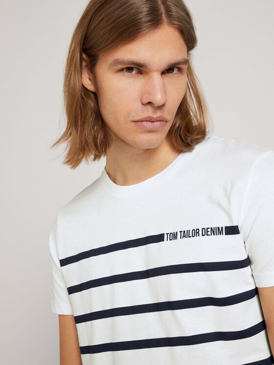 gestreiftes T-Shirt - Männer - White gestreiftes T-Shirt - Männer - White - 9 - TOM TAILOR Denim