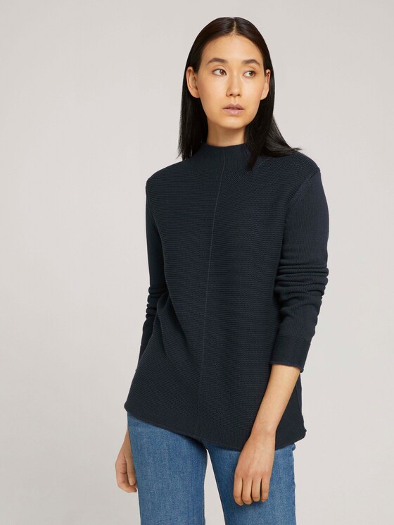Trui met structuur van biologisch katoen - Vrouwen - Sky Captain Blue Trui met structuur van biologisch katoen - Vrouwen - Sky Captain Blue - 1 - TOM TAILOR