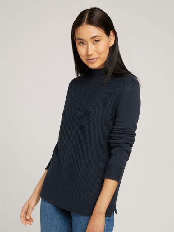 Trui met structuur van biologisch katoen - Vrouwen - Sky Captain Blue Trui met structuur van biologisch katoen - Vrouwen - Sky Captain Blue - 5 - TOM TAILOR