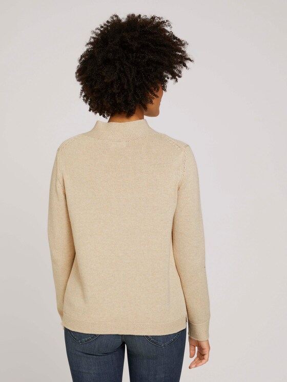 Textured sweater with organic cotton - Women - powder beige melange Textured sweater with organic cotton - Women - powder beige melange - 2 - TOM TAILOR