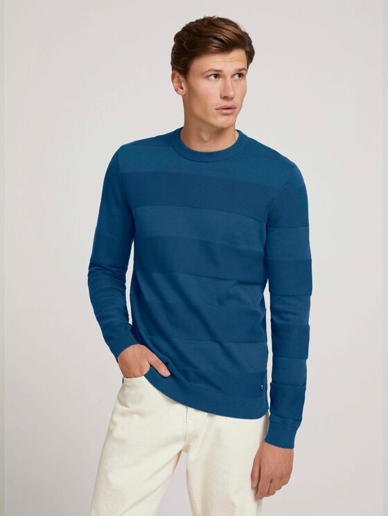 strukturierter Pullover mit Bio-Baumwolle - Männer - stormy petrol strukturierter Pullover mit Bio-Baumwolle - Männer - stormy petrol - 1 - TOM TAILOR Denim