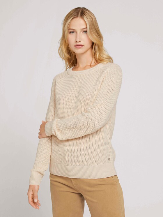 Pullover mit Bio-Baumwolle - Frauen - soft creme beige Pullover mit Bio-Baumwolle - Frauen - soft creme beige - 1 - TOM TAILOR Denim