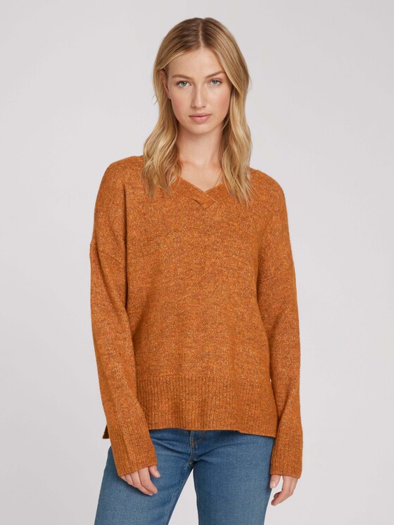 Pullover mit recyceltem Polyester - Frauen - amber brown melange Pullover mit recyceltem Polyester - Frauen - amber brown melange - 1 - TOM TAILOR Denim