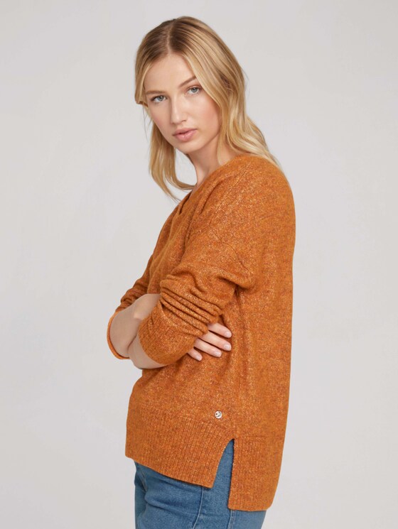 Pullover mit recyceltem Polyester - Frauen - amber brown melange - 5 - TOM TAILOR Denim