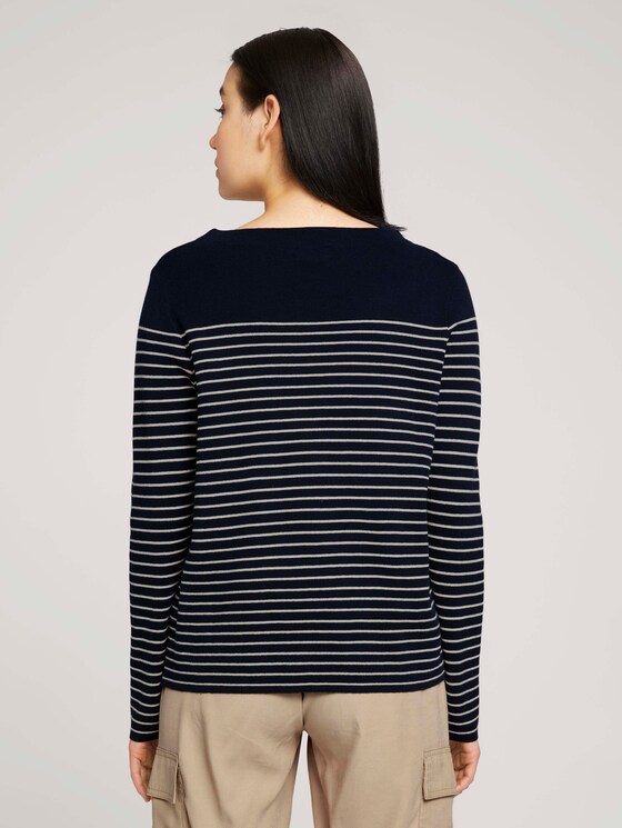 Gestreifter Pullover mit Bio-Baumwolle - Frauen - navy sand stripe Gestreifter Pullover mit Bio-Baumwolle - Frauen - navy sand stripe - 2 - TOM TAILOR