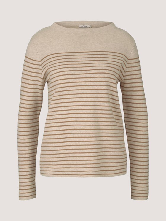Gestreepte trui van biologisch katoen - Vrouwen - sand beige stripe Gestreepte trui van biologisch katoen - Vrouwen - sand beige stripe - 7 - TOM TAILOR