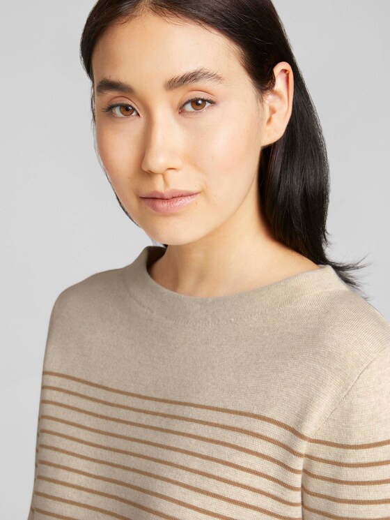 Gestreepte trui van biologisch katoen - Vrouwen - sand beige stripe Gestreepte trui van biologisch katoen - Vrouwen - sand beige stripe - 9 - TOM TAILOR