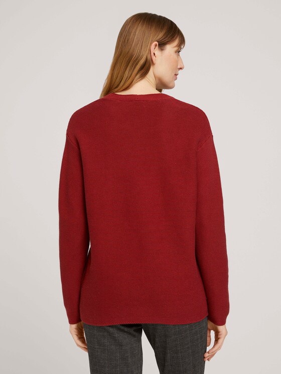 Trui met V-hals van biologisch katoen - Vrouwen - dark maroon red Trui met V-hals van biologisch katoen - Vrouwen - dark maroon red - 2 - TOM TAILOR
