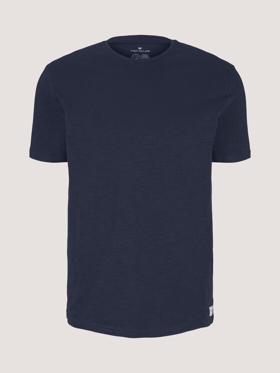 Basic T-Shirt - Männer - Knitted Navy Basic T-Shirt - Männer - Knitted Navy - 7 - TOM TAILOR