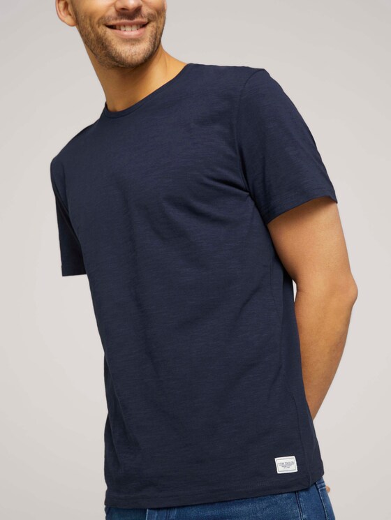 Basic T-Shirt - Männer - Knitted Navy Basic T-Shirt - Männer - Knitted Navy - 9 - TOM TAILOR