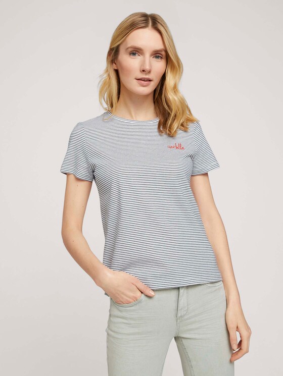 gestreiftes T-Shirt - Frauen - offwhite thin stripes gestreiftes T-Shirt - Frauen - offwhite thin stripes - 1 - TOM TAILOR