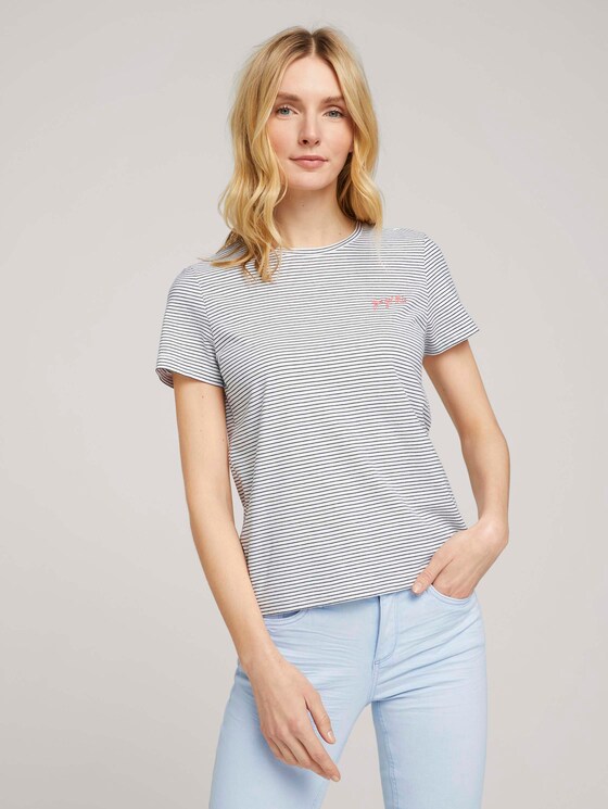 gestreiftes T-Shirt - Frauen - 2 Colored Small Stripe Blue gestreiftes T-Shirt - Frauen - 2 Colored Small Stripe Blue - 1 - TOM TAILOR