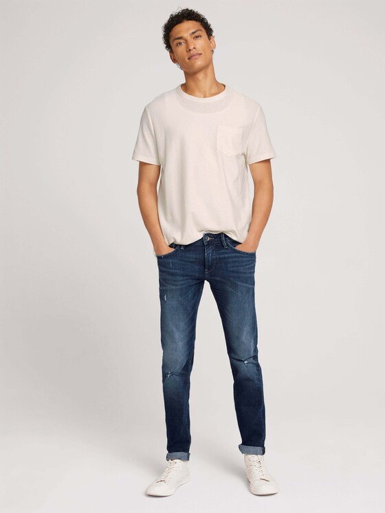 Slim Piers Jeans mit Bio-Baumwolle - Männer - Used Dark Stone Blue Denim Slim Piers Jeans mit Bio-Baumwolle - Männer - Used Dark Stone Blue Denim - 3 - TOM TAILOR Denim