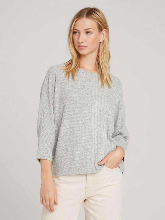 Sweater with batwing sleeves - Women - Light Silver Grey Mélange Sweater with batwing sleeves - Women - Light Silver Grey Mélange - 1 - TOM TAILOR Denim